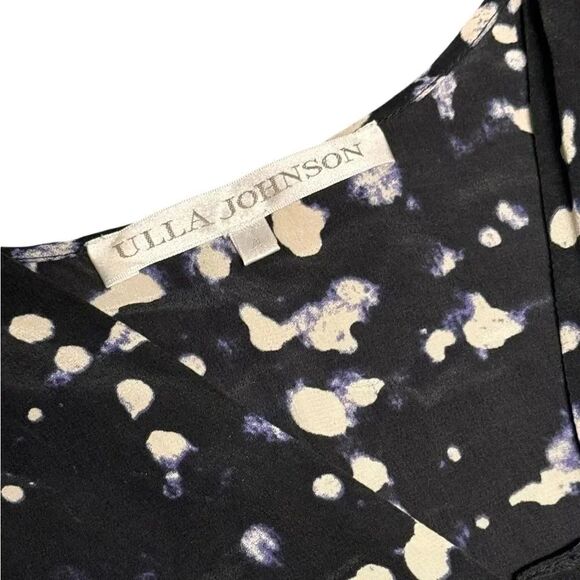 Women’s ULLA JOHNSON X REVOLVE abstract belted sleeveless SILK vneck dress SZ 4 - Picture 7 of 8